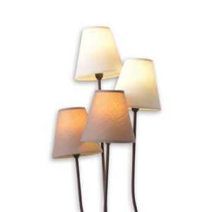 Čtyřzdrojová textilní stojací lampa hnědá a bílá
