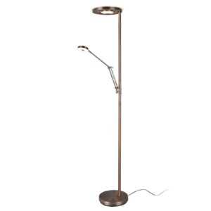 LED stojací lampa Barrie se čtecím světlem mosaz