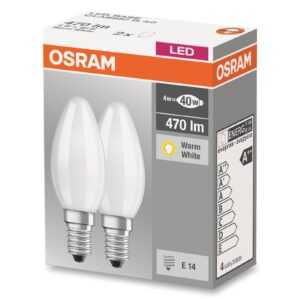 LED žárovka svíčka E14 4W 827 matná sada 2ks