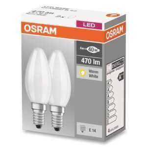 LED žárovka svíčka E14 4W 827 matná sada 2ks