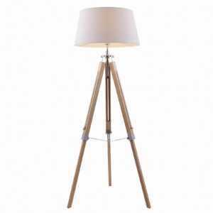 Podlahová lampa Katie s třínohým dřevěným stojanem