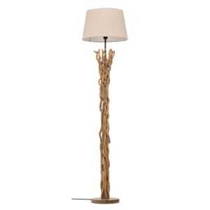 Stojací lampa Agar textil a dřevo