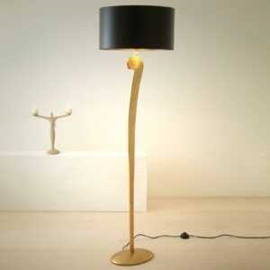 Stojací lampa Lorgolioso ve zlato-černé barvě