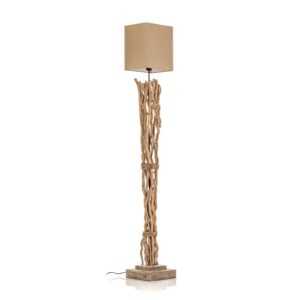 Stojací lampa Marica textil a dřevo