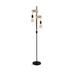 Stojací lampa Townshend 2fl. černá/dřevo světlé