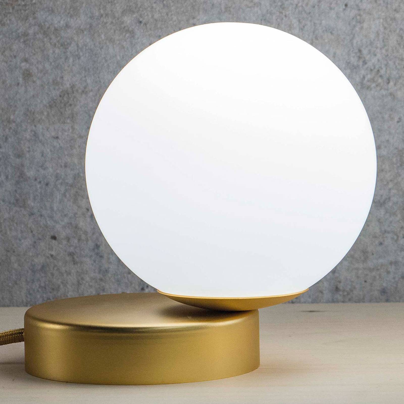 Stolní lampa Lumi kulatá zlatá satinovaná