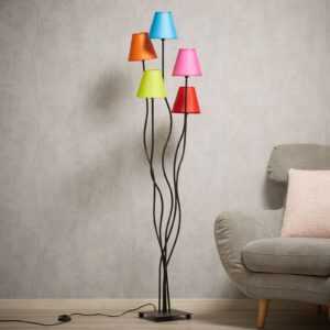 Textilní stojací lampa Colori 5zdrojová rozmanitá