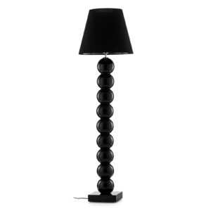 Textilní stojací lampa Fulda skleněný dekor
