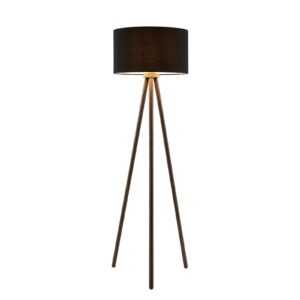 Textilní stojací lampa Majken - tmavě šedá/černá
