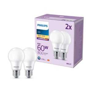 Philips LED žárovka E27 8W 806lm 2700K matná 2ks
